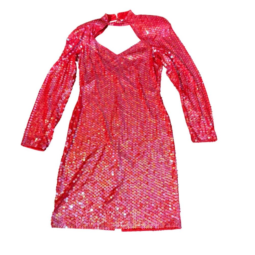 Vintage 80s NiteLine Red Sequin sexy Dress Deadstock Sz 10 NOS party cocktail